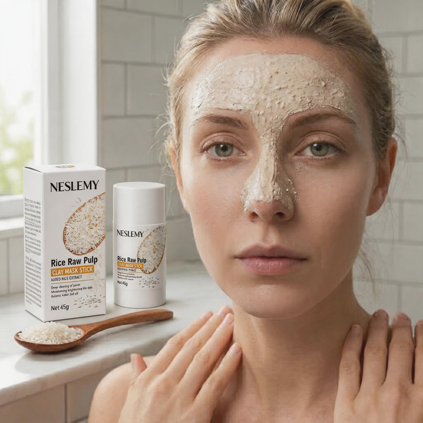🌾 RicePure Clay Mask Stick – Deep Pore Cleansing & Oil Control for Smooth-Looking Skin