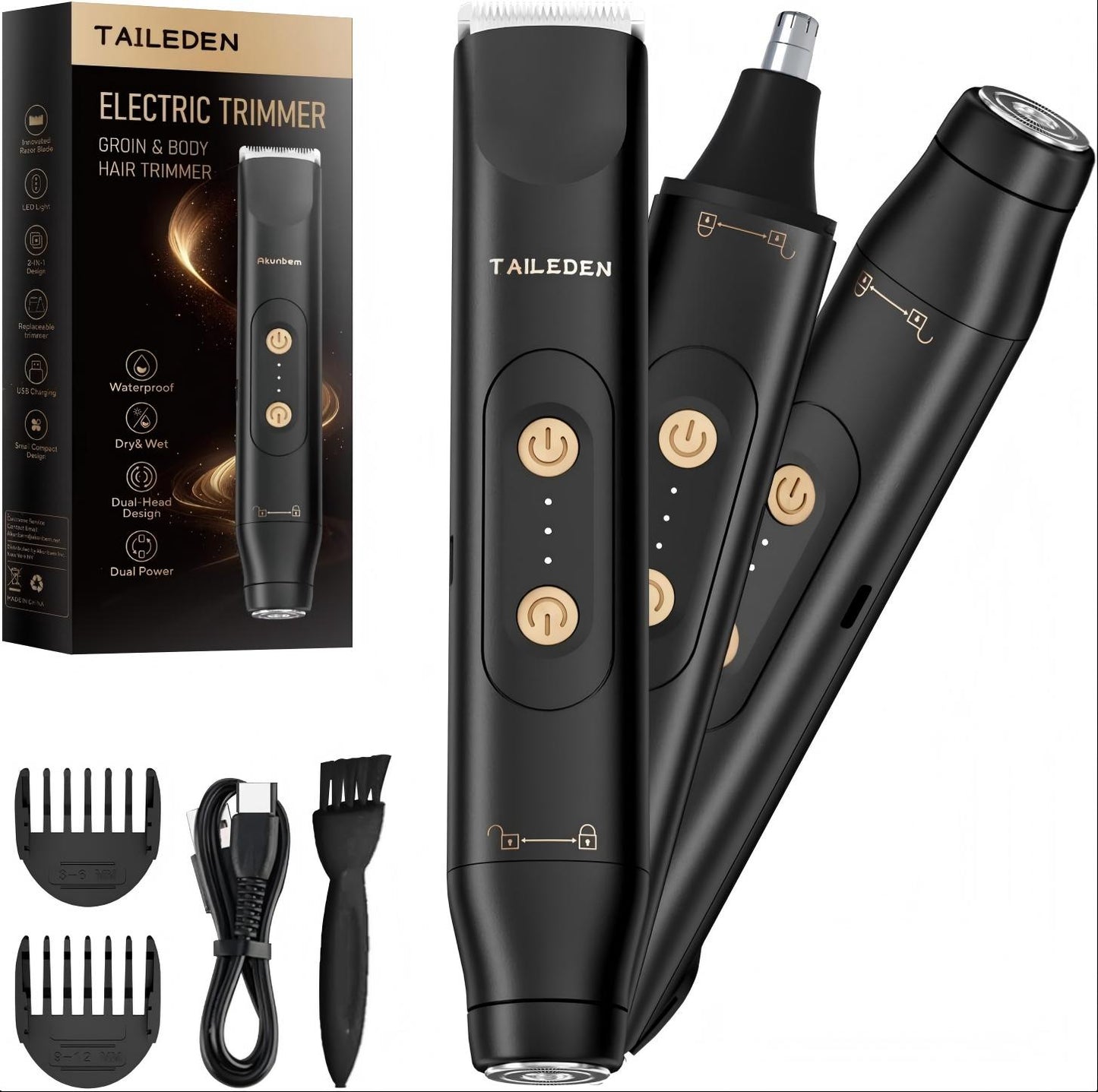 TAILEDEN Portable Hair Trimmer - 60 Mins Runtime, Travel-Friendly Grooming Tool