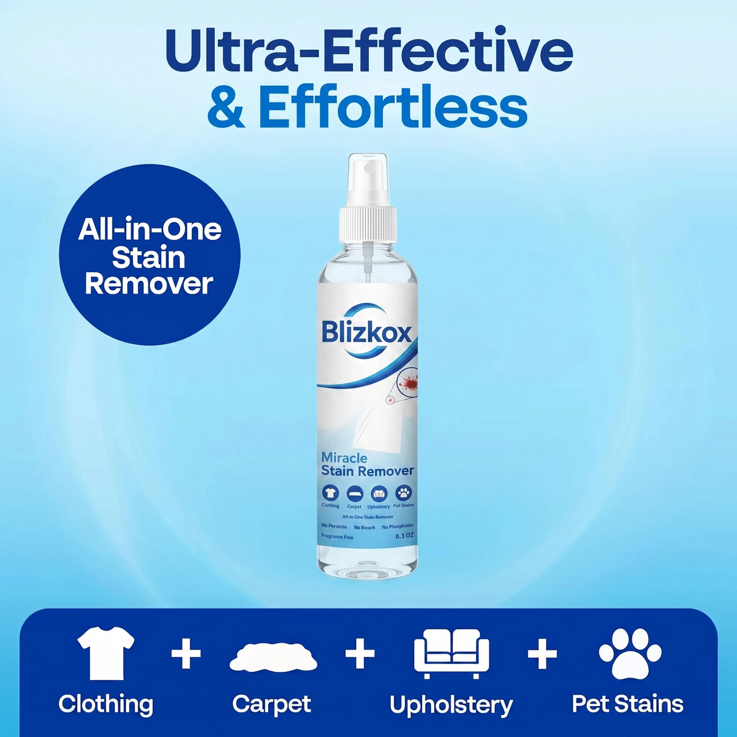 Blizkox Stain Remover Spray ✨ – Fast-Acting Cleaning for Tough Everyday Stains 💨