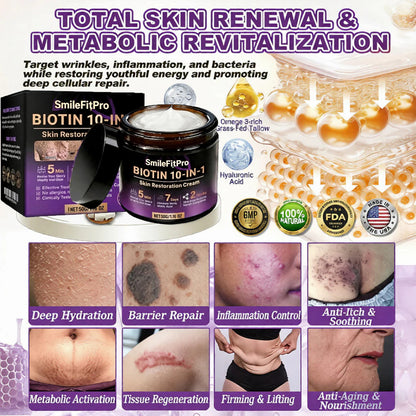 Made and Shipped from USA ✨SmileFitPro™ Biotin 10-in-1 Skin Restoration Cream 🍀