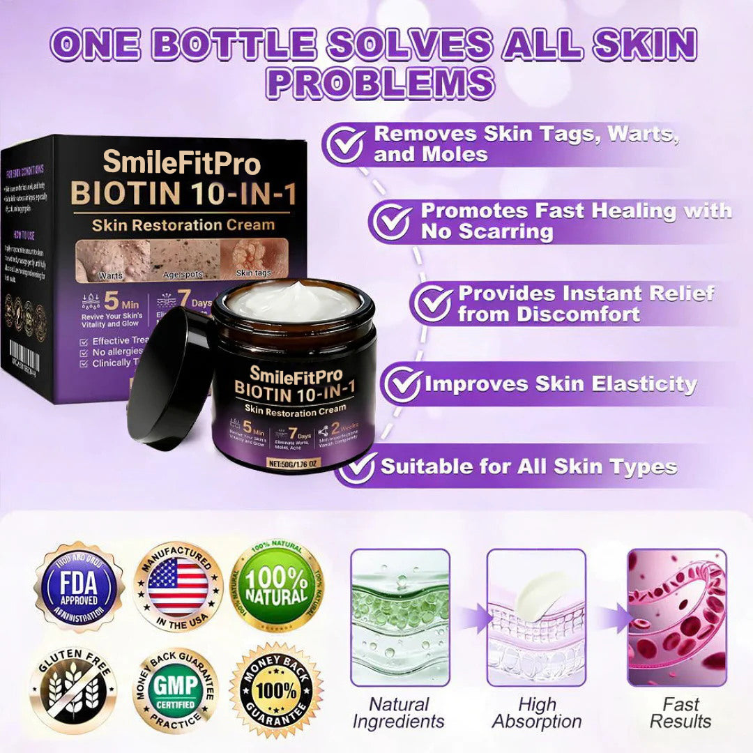 Made and Shipped from USA ✨SmileFitPro™ Biotin 10-in-1 Skin Restoration Cream 🍀
