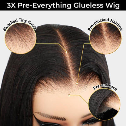 Sale Happening Now:50%OFF Pre-Cut Lace Kinky Straight 360 Full Lace Frontal Glueless Wig With Invisi Drawstring Pre Plucked Human Hair Wig