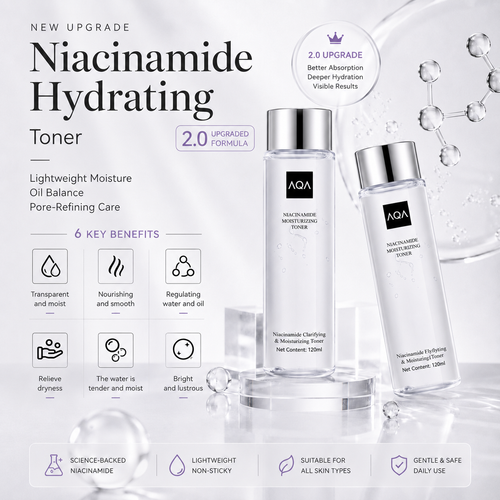 ✨ Niacinamide Hydrating Toner  – Lightweight Moisture, Oil Balance & Pore-Refining Care 💧