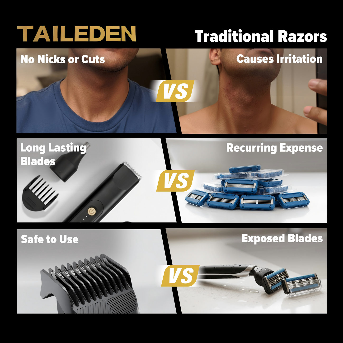 TAILEDEN Portable Hair Trimmer - 60 Mins Runtime, Travel-Friendly Grooming Tool