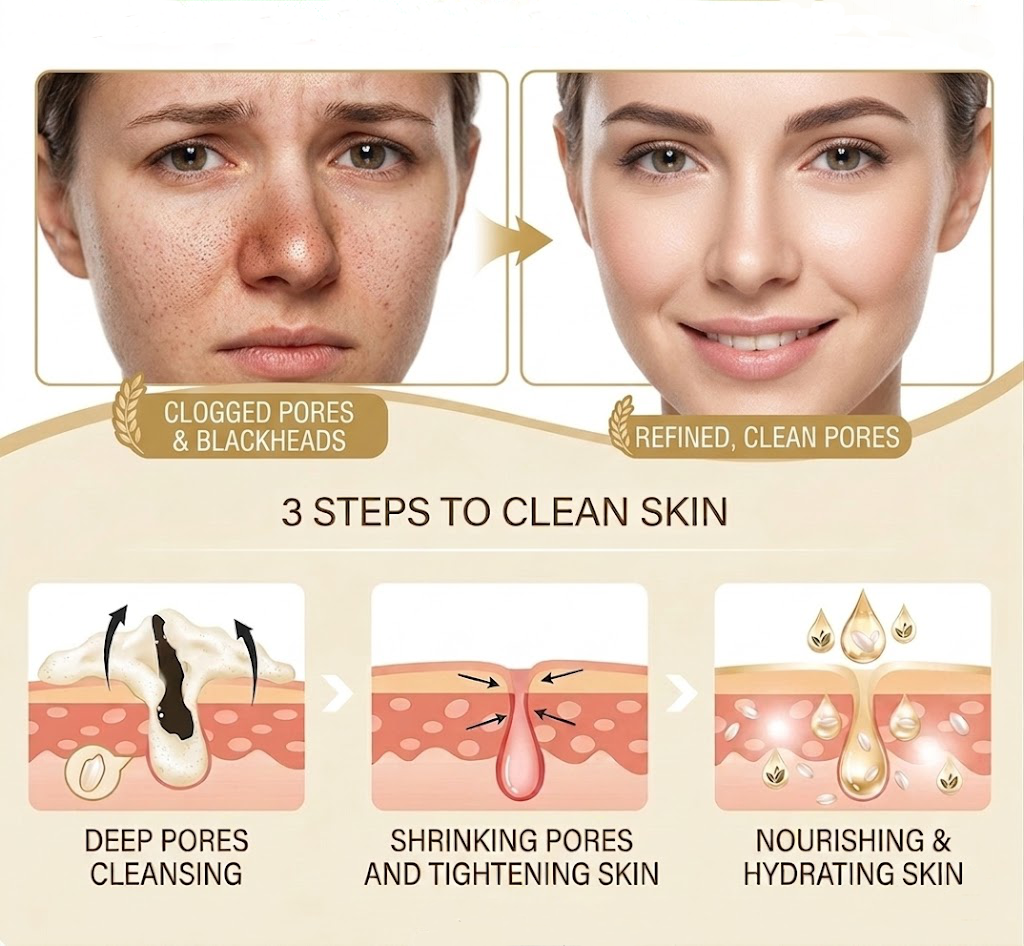 🌾 RicePure Clay Mask Stick – Deep Pore Cleansing & Oil Control for Smooth-Looking Skin