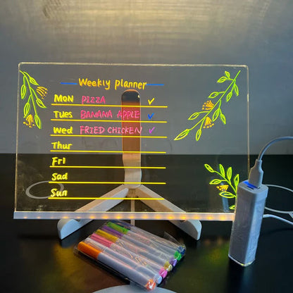 LED Drawing Board - Erasable Acrylic Light-Up Panel with Cleaning Kit, Ideal for Christmas Halloween Decor & Learning