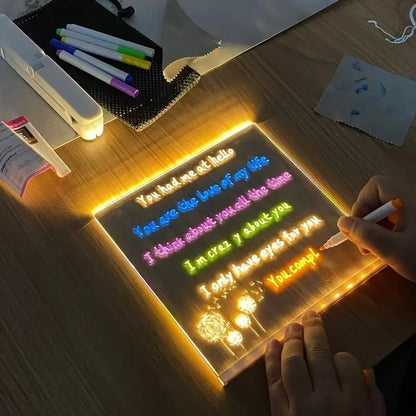 LED Drawing Board - Erasable Acrylic Light-Up Panel with Cleaning Kit, Ideal for Christmas Halloween Decor & Learning
