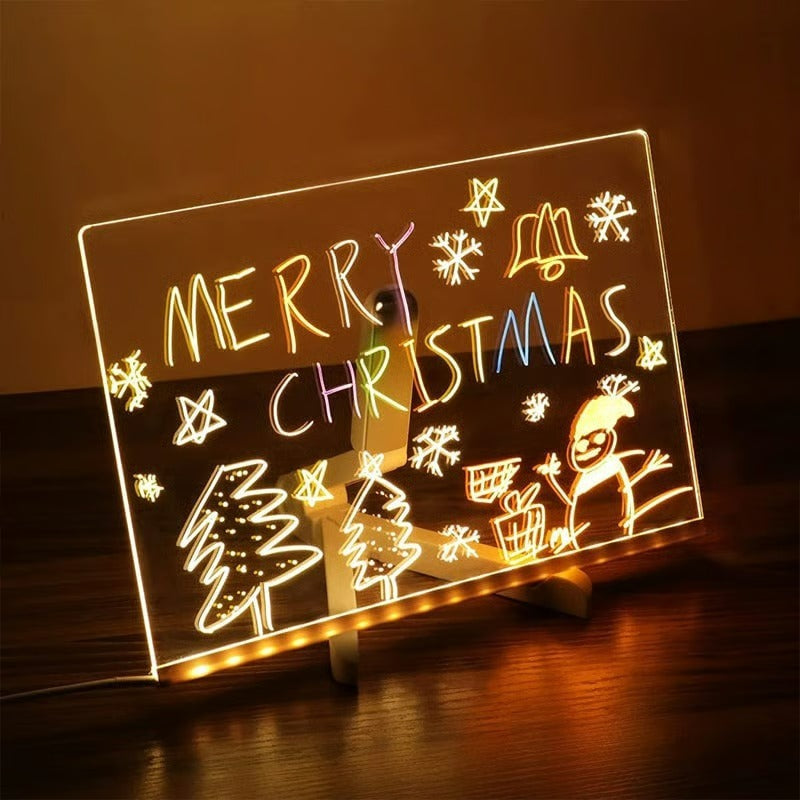 LED Drawing Board - Erasable Acrylic Light-Up Panel with Cleaning Kit, Ideal for Christmas Halloween Decor & Learning