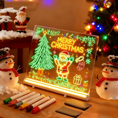 LED Drawing Board - Erasable Acrylic Light-Up Panel with Cleaning Kit, Ideal for Christmas Halloween Decor & Learning