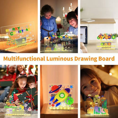 LED Drawing Board - Erasable Acrylic Light-Up Panel with Cleaning Kit, Ideal for Christmas Halloween Decor & Learning