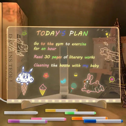 LED Drawing Board - Erasable Acrylic Light-Up Panel with Cleaning Kit, Ideal for Christmas Halloween Decor & Learning