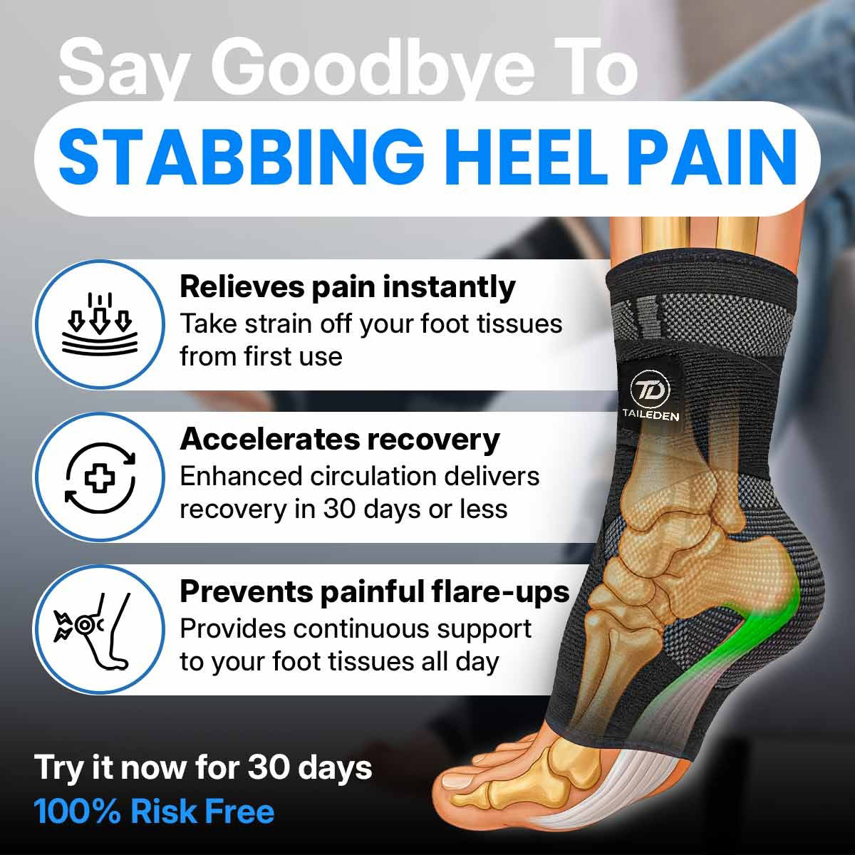 TAILEDEN Compression Ankle Brace – Drug-Free Support for Sprains & Plantar Fasciitis Relief
