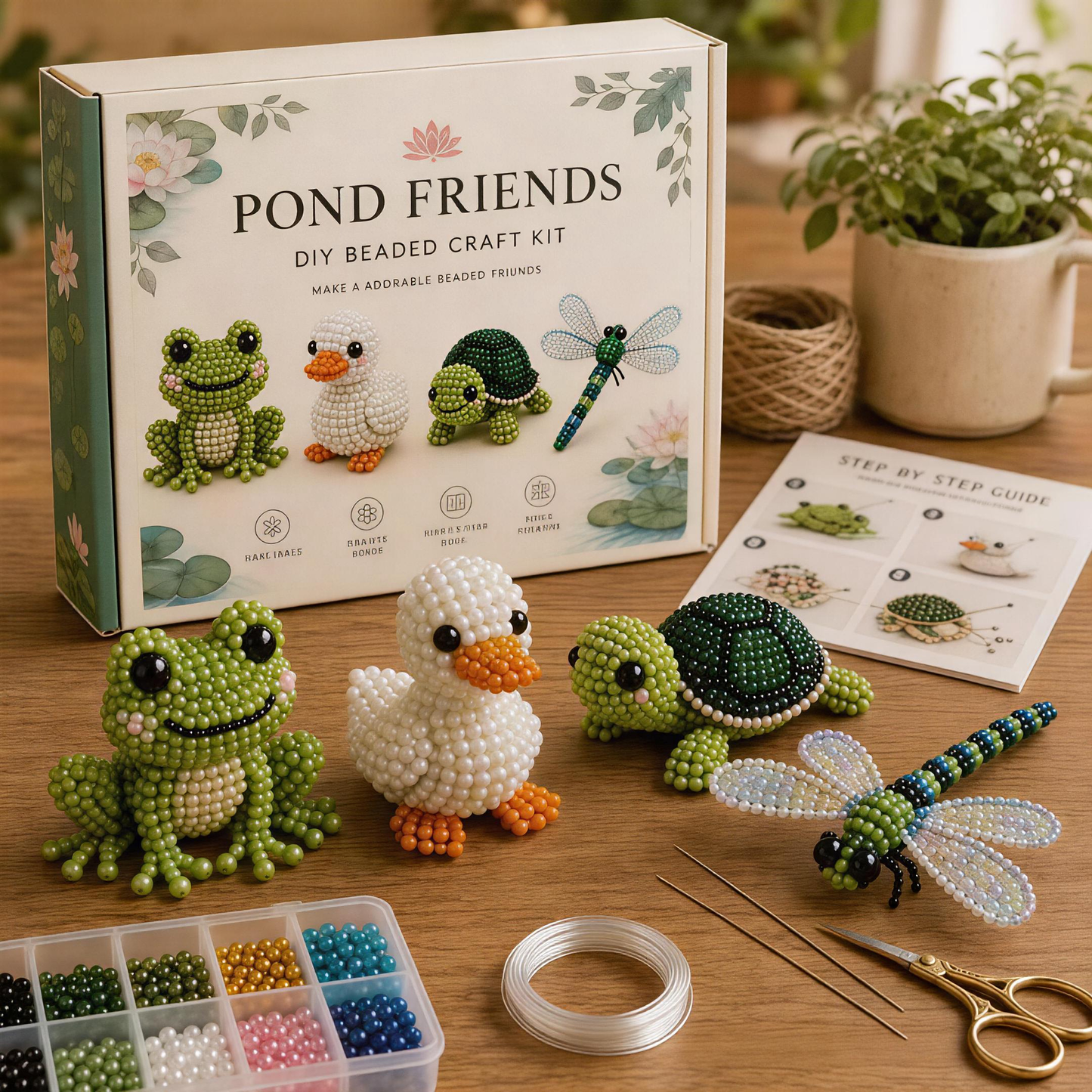 ✨ 3D Bead Miniatures Studio Kit ✨Create adorable animals, florals and fantasy designs with step‑by‑step guide.