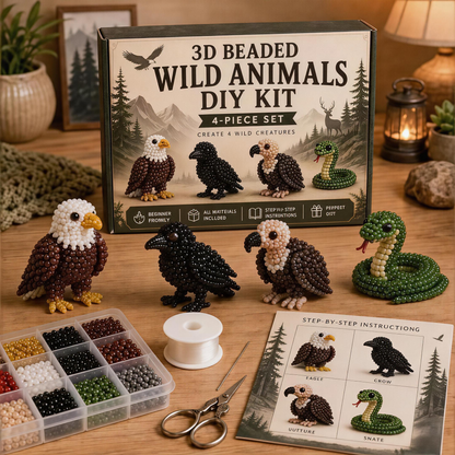 ✨ 3D Bead Miniatures Studio Kit ✨Create adorable animals, florals and fantasy designs with step‑by‑step guide.