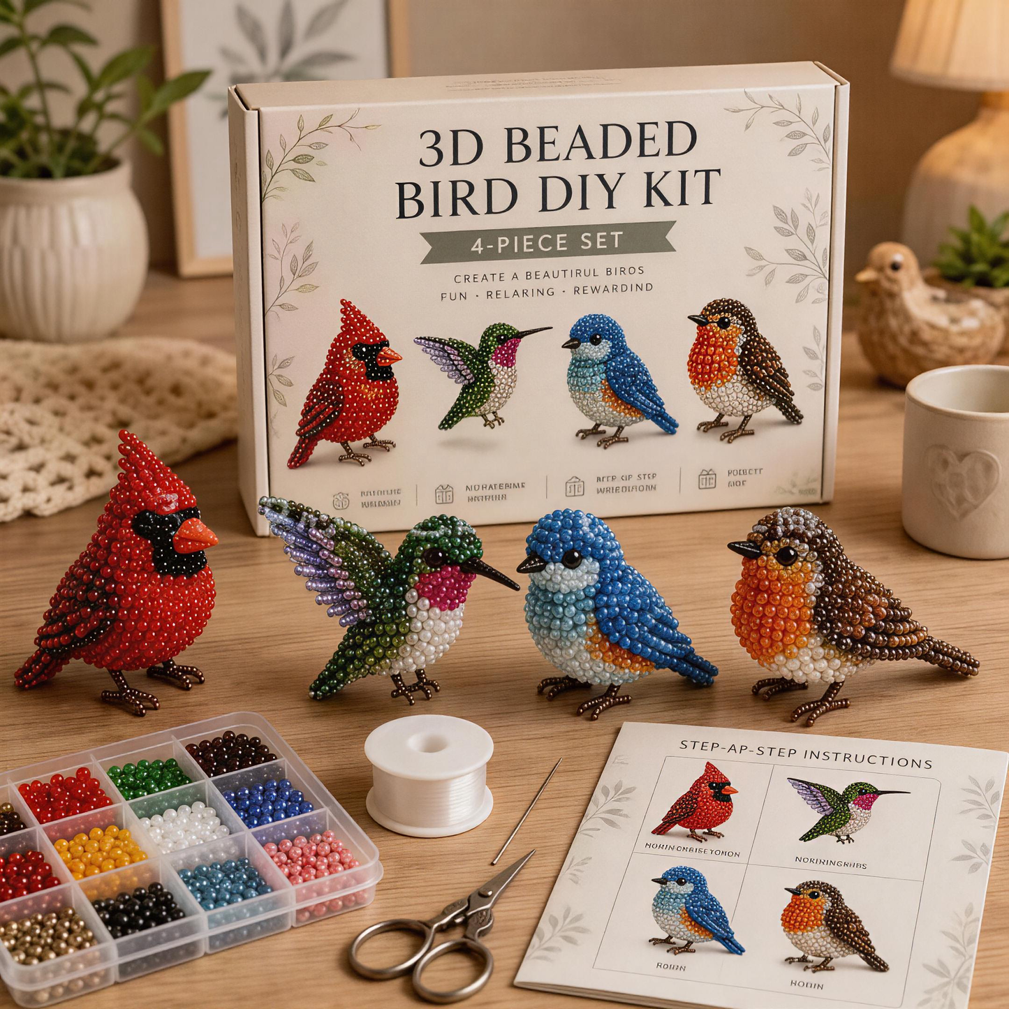 ✨ 3D Bead Miniatures Studio Kit ✨Create adorable animals, florals and fantasy designs with step‑by‑step guide.